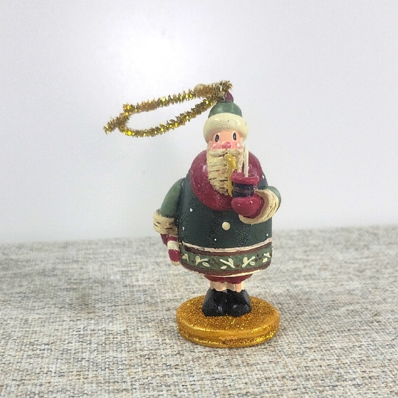 Kurt Adler Other - Kurt S. Adler Santa Carved Ornament Primitive Glitter